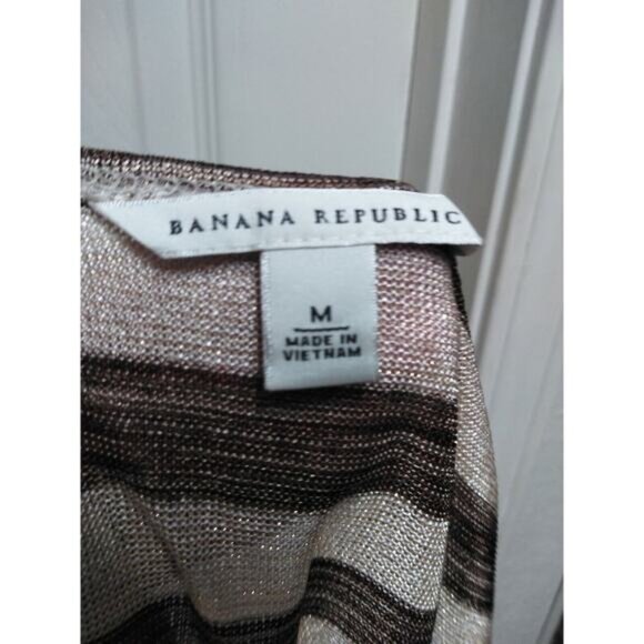 Banana Republic Size Medium Metallic Gold And Brown Striped Tank Top - Picture 4 of 4